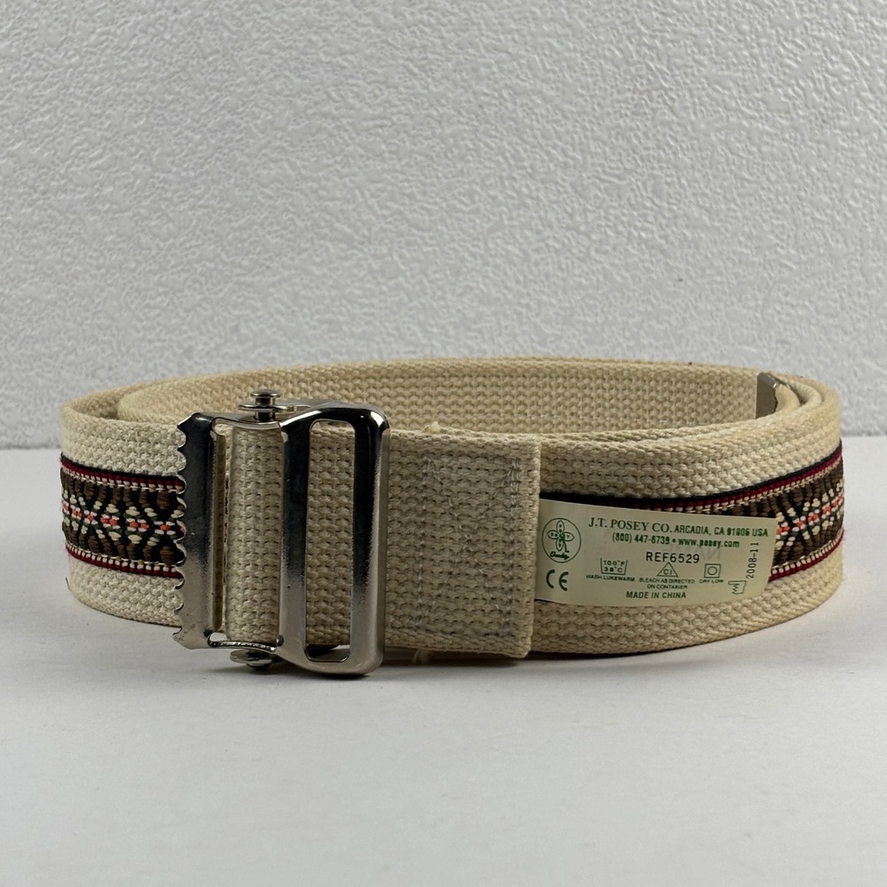 JT Posey Gait Belt Unisex 52 Inch Cream Woven Trim REF 6529 Mobility Aid